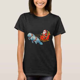Manatee Santa Christmas Sleigh - Funny Manatee Xma T-Shirt