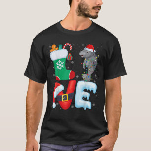 Manatee Santa Hat Xmas Lights Tree Manatee Christm T-Shirt