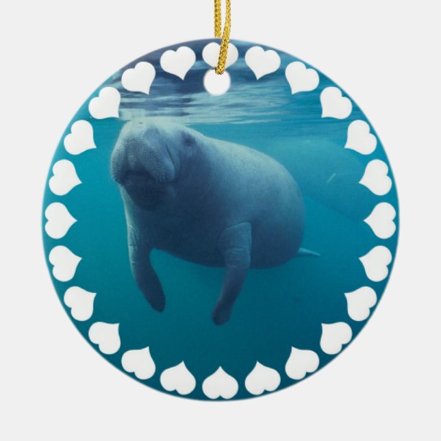 Manatee Swimming Ornament (Front)