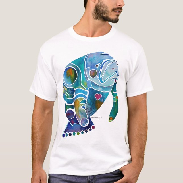 Manatee Tee Shirt Whimsical Original Art (Front)