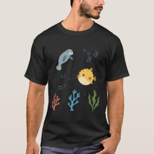 Manatee Underwater Kids Pufferfish T-Shirt