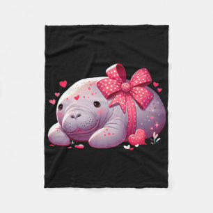 Manatee Valentine Hearts Animal Sea Ocean 1 Fleece Blanket