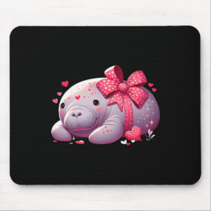 Manatee Valentine Hearts Animal Sea Ocean 1  Mouse Pad
