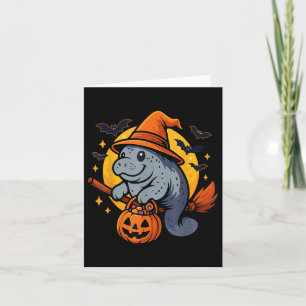 Manatee Witch Hat Pumpkin Halloween Soky Season  Card