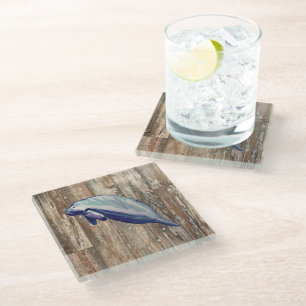 Manatee Wood Texture Rustic Decor Glass Coaster