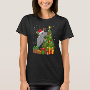 Manatee  Xmas Holiday Santa Manatee Christmas Tree T-Shirt