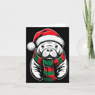 Manatee Xmas Santa Hat F Christmas Costume Card