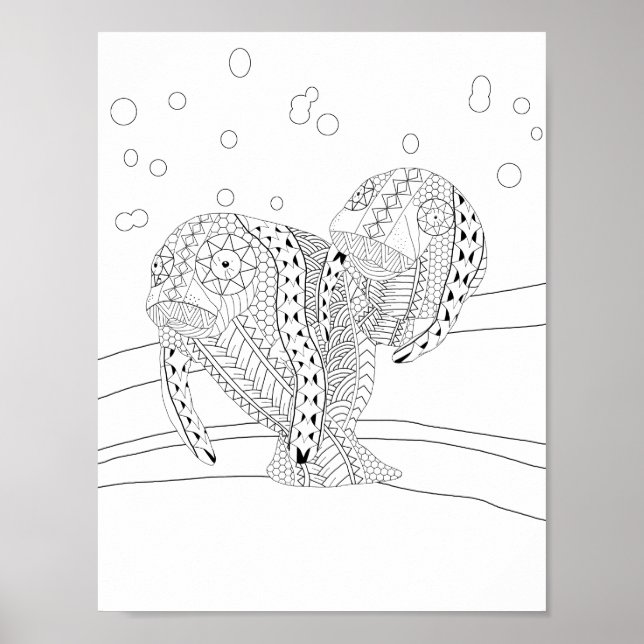 Manatees Adult Colouring Poster (Front)