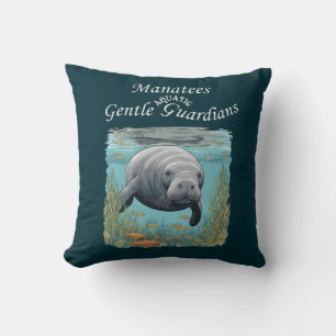 Manatees Gentle Aquatic Guardians Throw Pillow