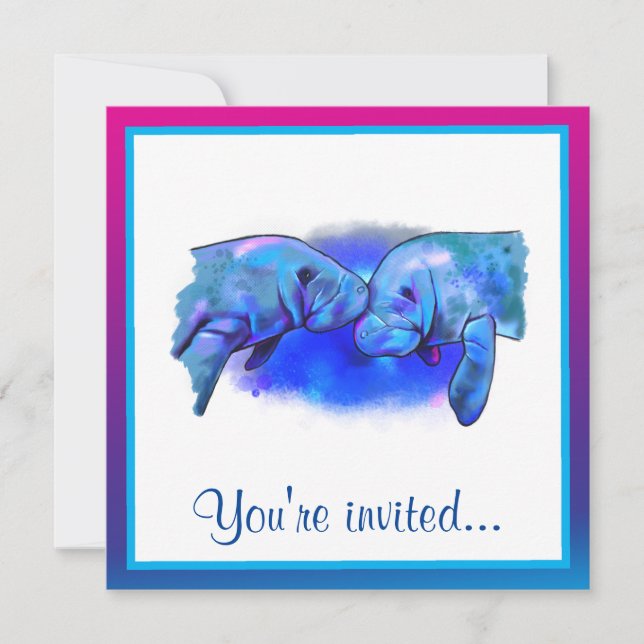 Manatees Happy Birthday Invitation (Front)