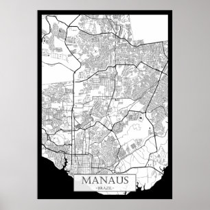 Manaus Brazil Map Poster