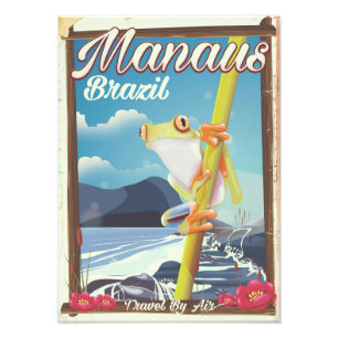 Manaus Brazil vintage travel poster