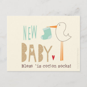 Manc Card - New Baby Boy Bless 'is cotton socks