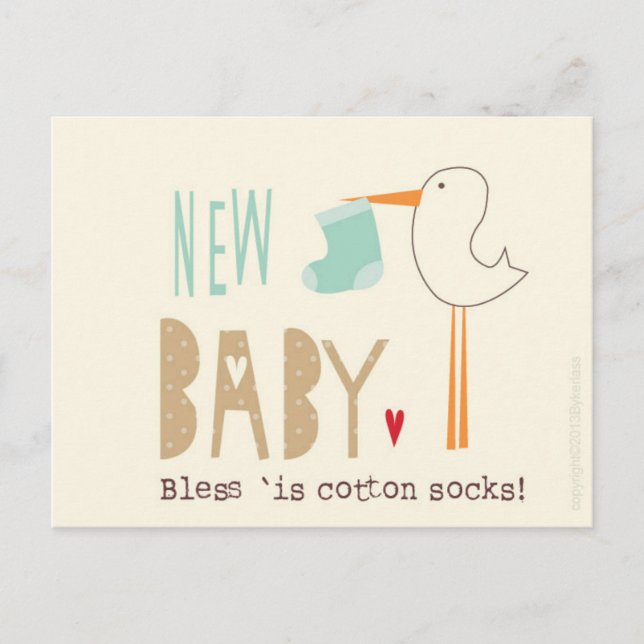 Manc Card - New Baby Boy Bless 'is cotton socks (Front)
