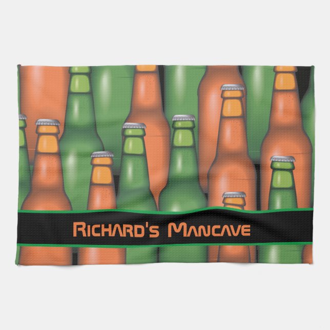 Mancave Beer Custom Personalized Bar Kitchen Towel (Horizontal)