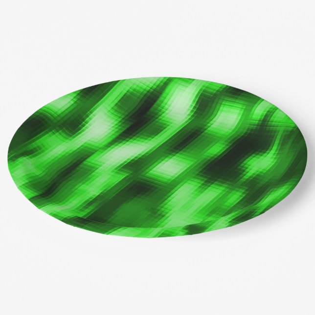 Manchado verde e preto estilo pastilhas de vidro paper plate (Angled)