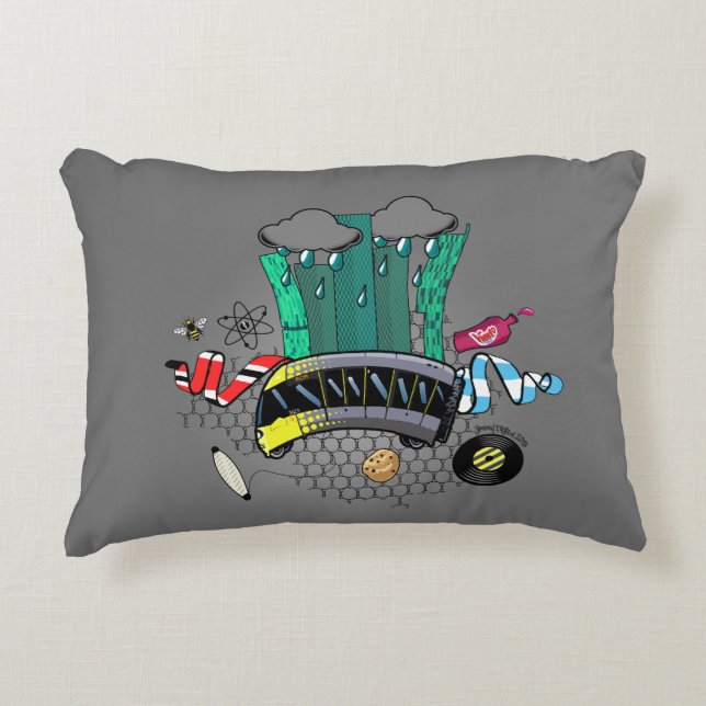 Manchester and Greater Manchester with bee & tram Accent Pillow (Front)