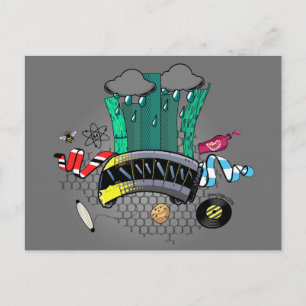 Manchester and Greater Manchester with bee & tram Postcard