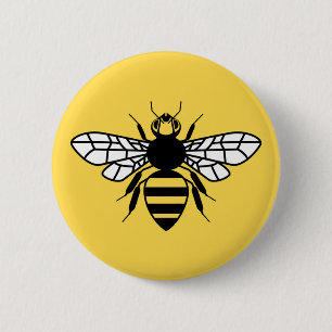 Manchester Bee 2 Inch Round Button