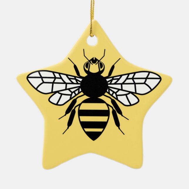 Manchester Bee Ceramic Ornament (Front)
