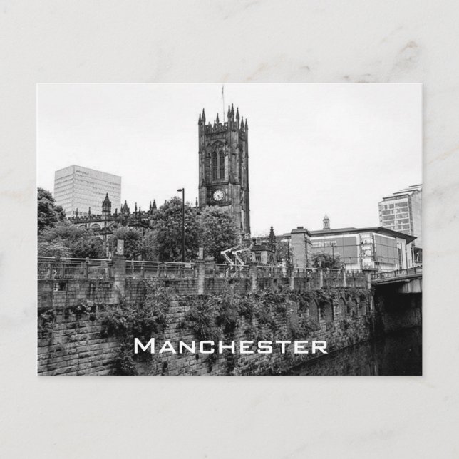 Manchester City Centre and Cathedral Postcard (Front)