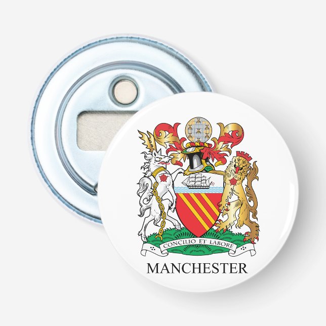 Manchester coat of arms bottle opener (Front)