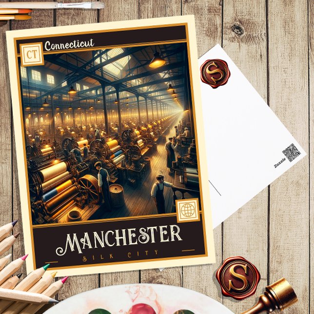 Manchester, Connecticut | Carte postale Vintage (Créateur téléchargé)