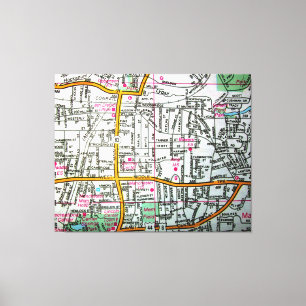 MANCHESTER, CT Vintage Map Canvas Print
