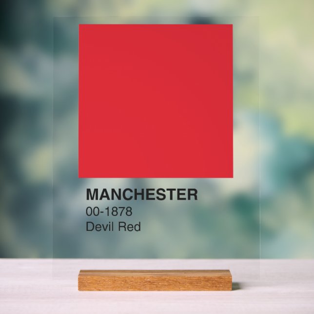 Manchester Devil Red - Clear Background Acrylic Sign (Neutral)