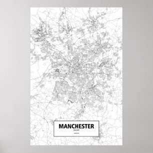 Manchester, England (black on white) Poster