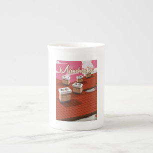 Manchester, England cartoon travel poster Bone China Mug
