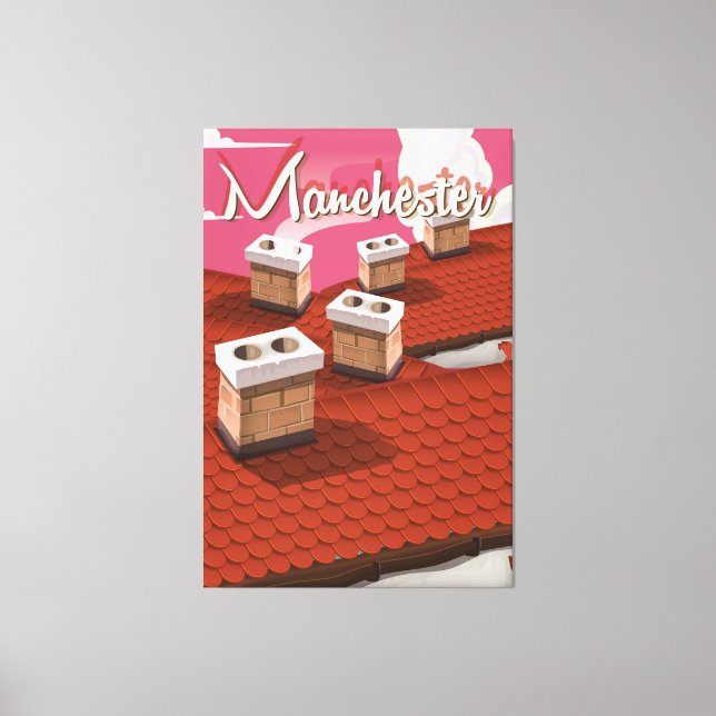 Manchester, England cartoon travel poster Canvas Print (Front)