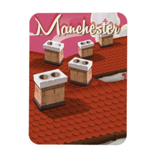 Manchester, England cartoon travel poster Magnet