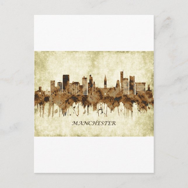 Manchester England Cityscape Invitation Postcard (Front)