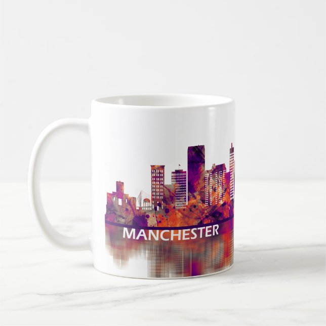 Manchester England Skyline Coffee Mug (Left)