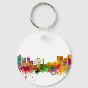 Manchester England Skyline Keychain