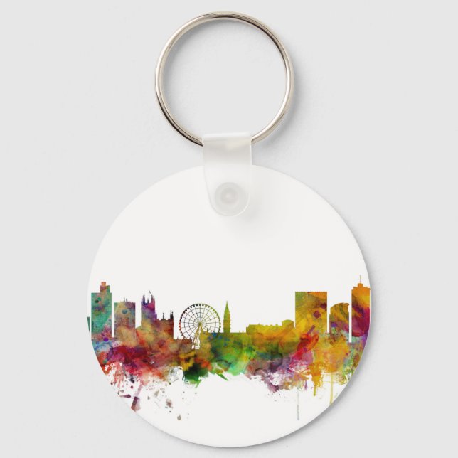 Manchester England Skyline Keychain (Front)