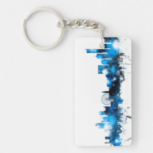 Manchester England Skyline Keychain