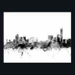 Manchester England Skyline Poster<br><div class="desc">Watercolor art print of the skyline of Manchester,  England,  United Kingdom</div>
