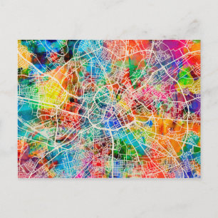 Manchester England Street City Map Postcard