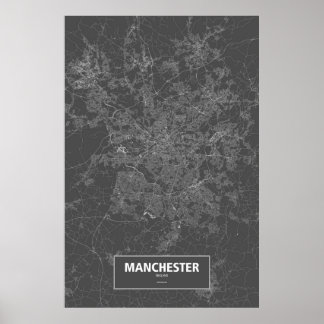 Manchester, England (white on black) Poster