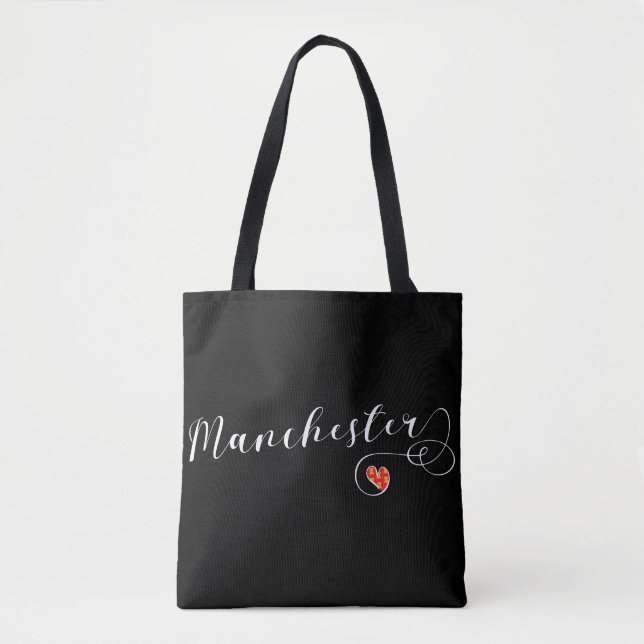 Manchester Heart Grocery Bag, England Tote Bag (Front)