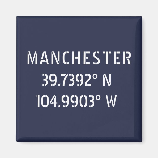 Manchester Latitude Longitude Magnet (Front)