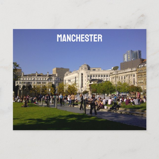 Manchester Piccadily Gardens Postcard (Front)
