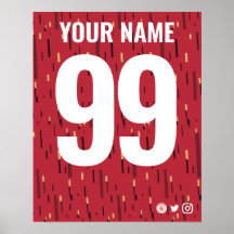 Manchester Reds Colours Personalised Poster