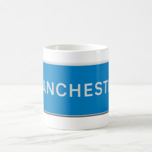 Manchester road sign coffee mug