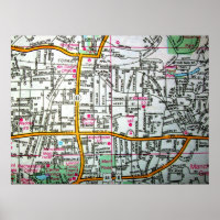 MANCHESTER, TC Poster de carte Vintage