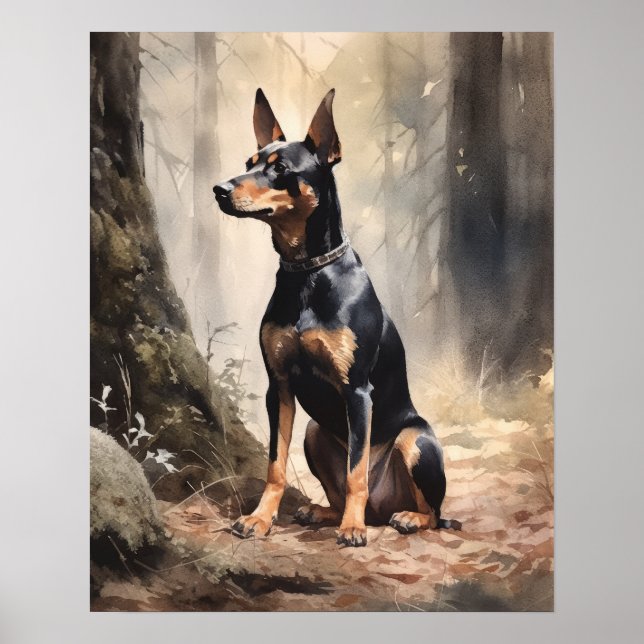 Manchester Terrier Dog Art Print Poster (Front)