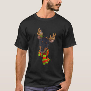 Manchester Terrier Dog Christmas Reindeer Christma T-Shirt