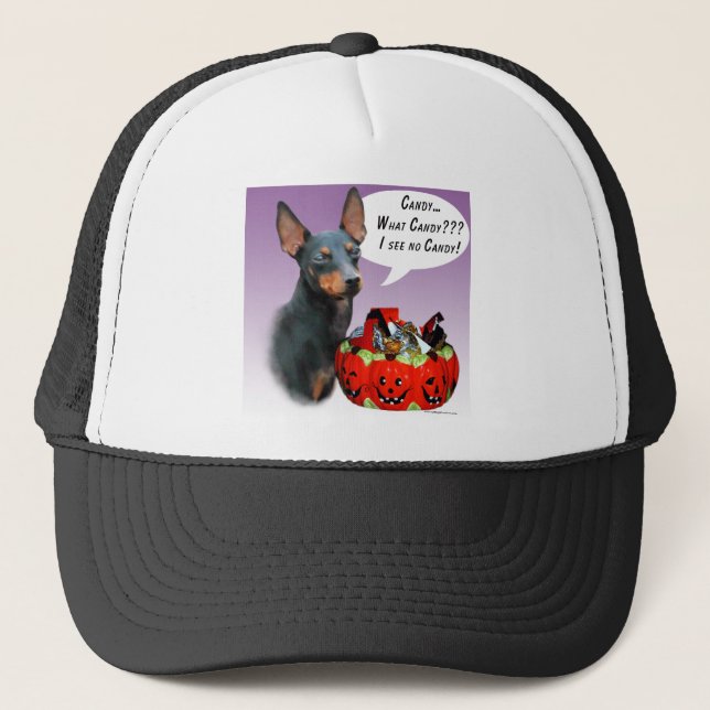 Manchester Terrier Halloween Candy Trucker Hat (Front)